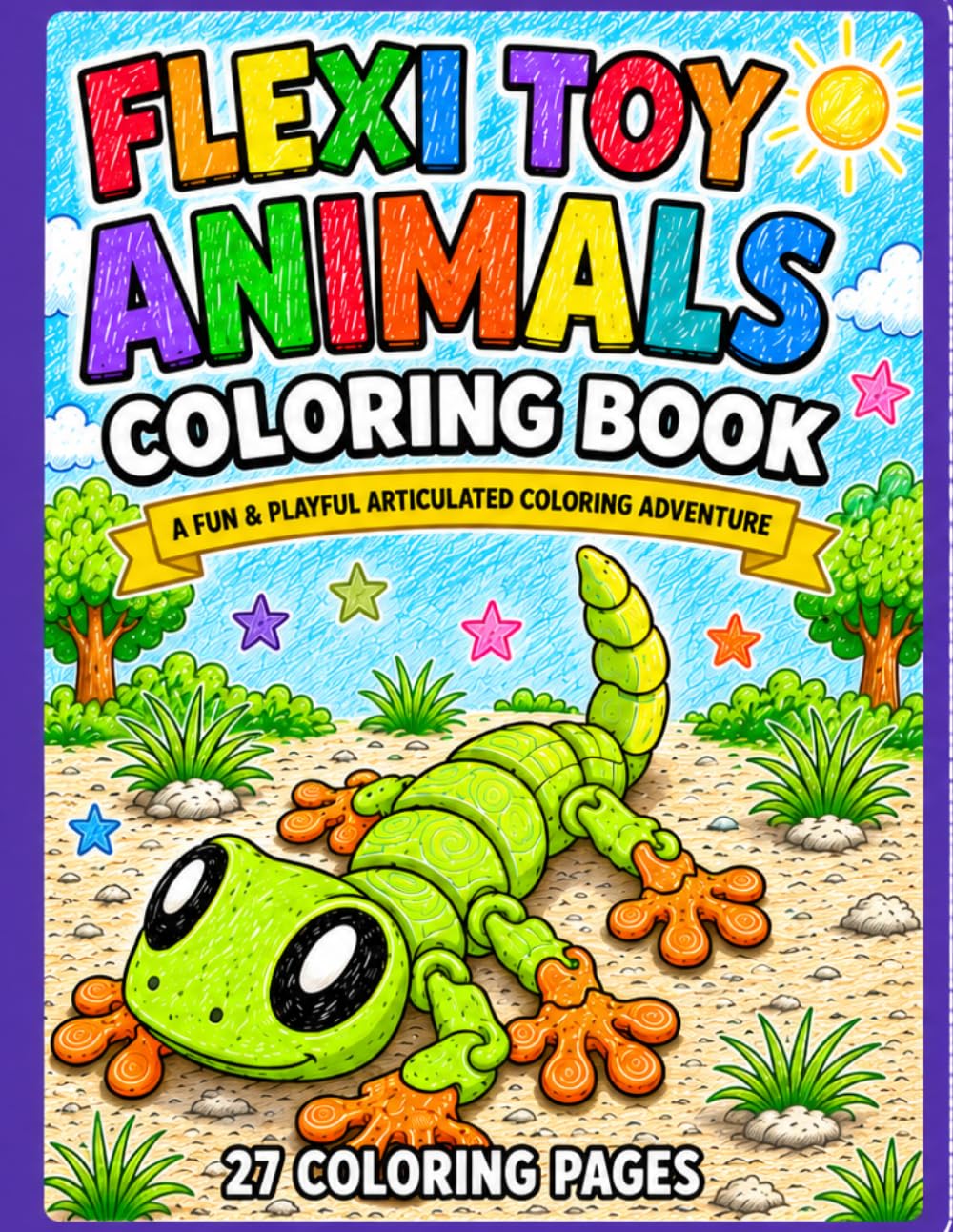 Flexi Toy Animals Coloring Book: A Fun & Playful Articulated Coloring Adventure with Cute Flexi Creatures for Kids