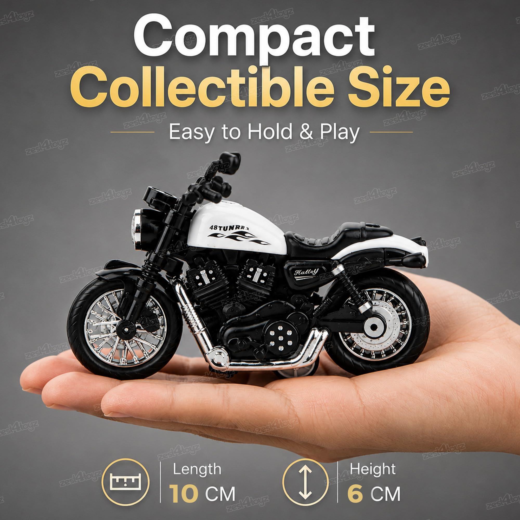 Zest 4 Toyz Bike Toy for Kids Toy Motorcycle Bike 1:14 Miniature Collectible Pull Back Action Realistic Design Bikes for Adults and Kids 6-12 Years - (Random Design) Pack of 1 1
