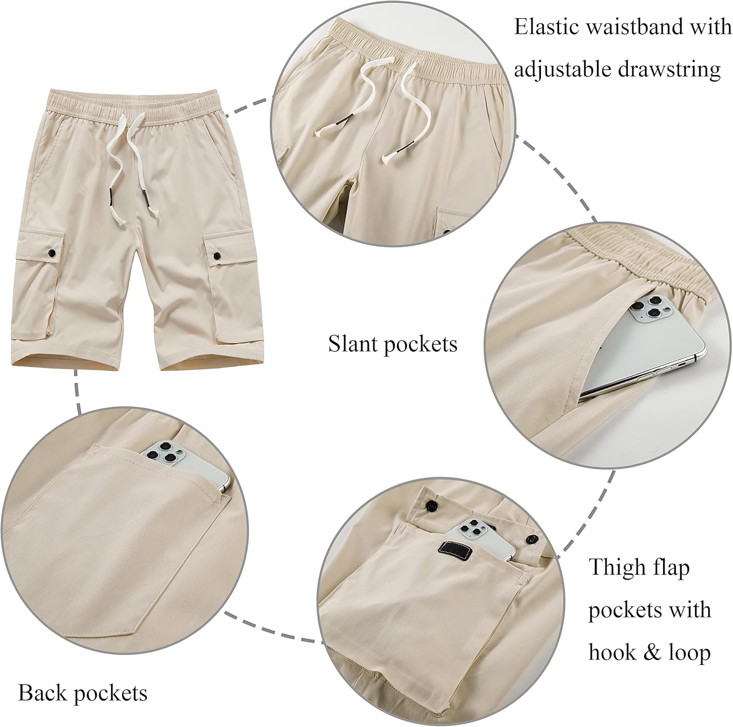 VtuAOL Women's Cargo Shorts Casual Elastic Waist Comfy Relaxed Fit Shorts - Image 3