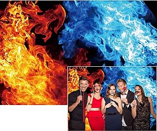 YongFoto Ice and Fire Backdrop 8x6ft Blue Water Red Flame Abstract Art Smoke Photography Background Raging Fire Passion Black Wallpaper Photo Studio Props Portrait Party Decor Publicity Poster