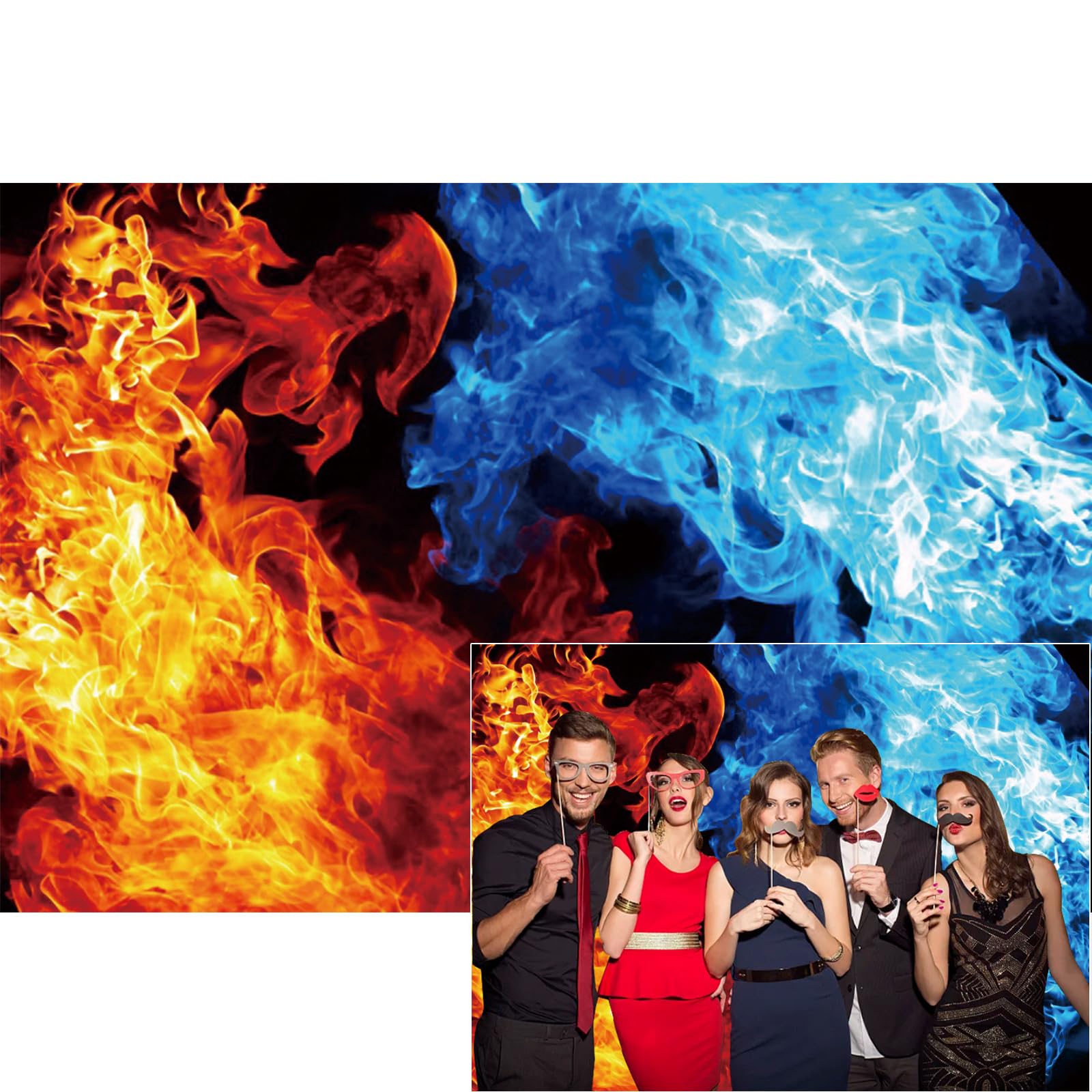 Amazon.com : YongFoto Ice and Fire Backdrop 8x6ft Blue Water Red Flame  Abstract Art Smoke Photography Background Raging Fire Passion Black  Wallpaper Photo Studio Props Portrait Party Decor Publicity Poster :  Electronics