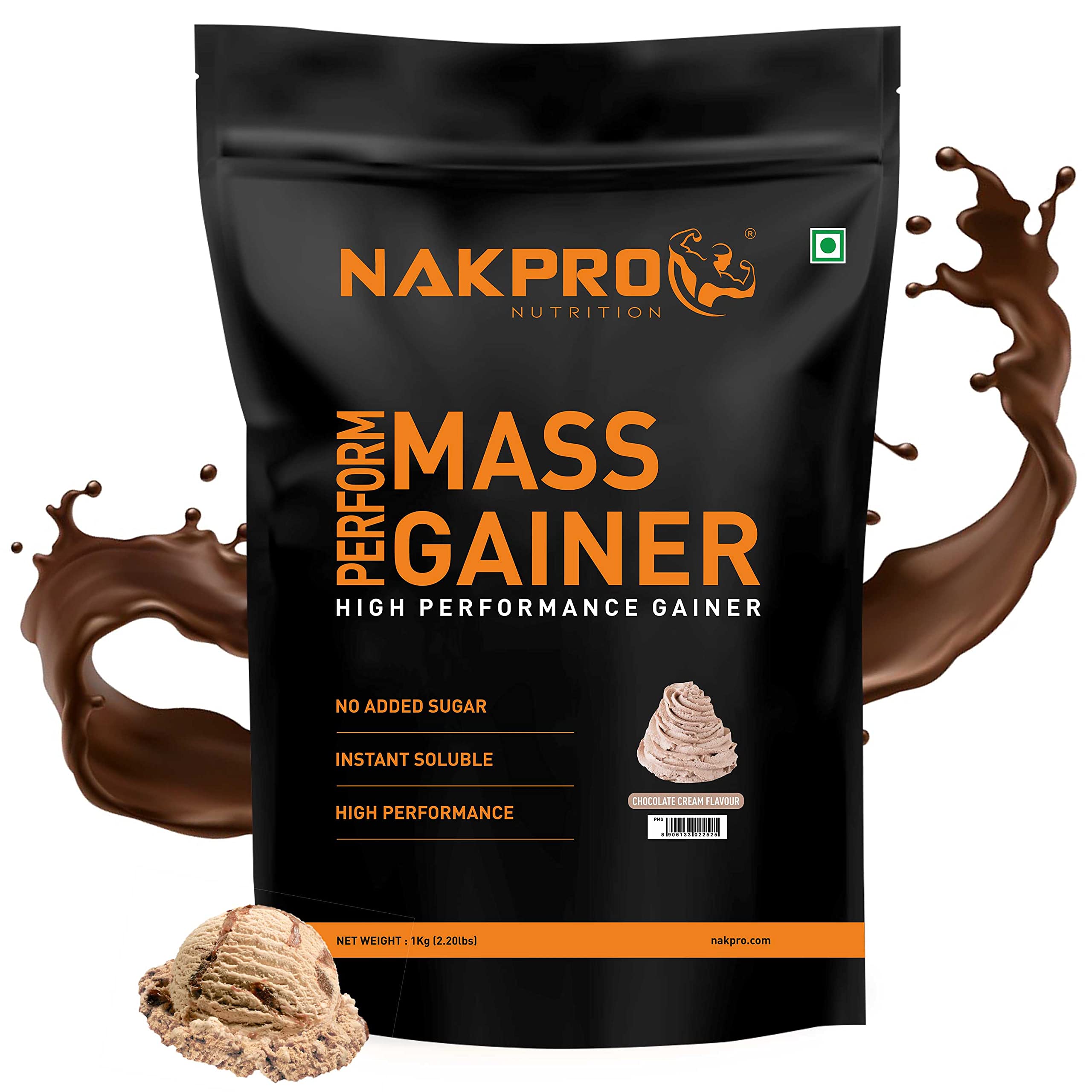 NAKPRO PERFORM MASS GAINER | High Protein & High Calorie | 15g Protein, 3.3g BCAA |Added Vitamins & Minerals|Easy Mixing, Easy Digesting Powder for Men & Women | 1 Kg Chocolate Flavour (10 Servings) — Amazon image 7