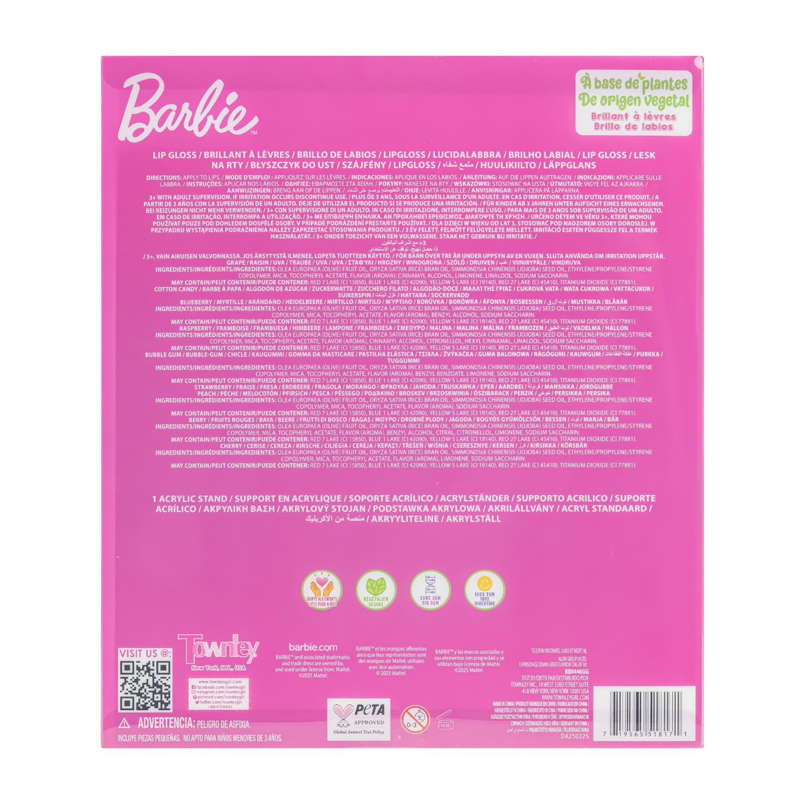 Barbie Brillo Labial Vegetal con Soporte Personaje Expositor