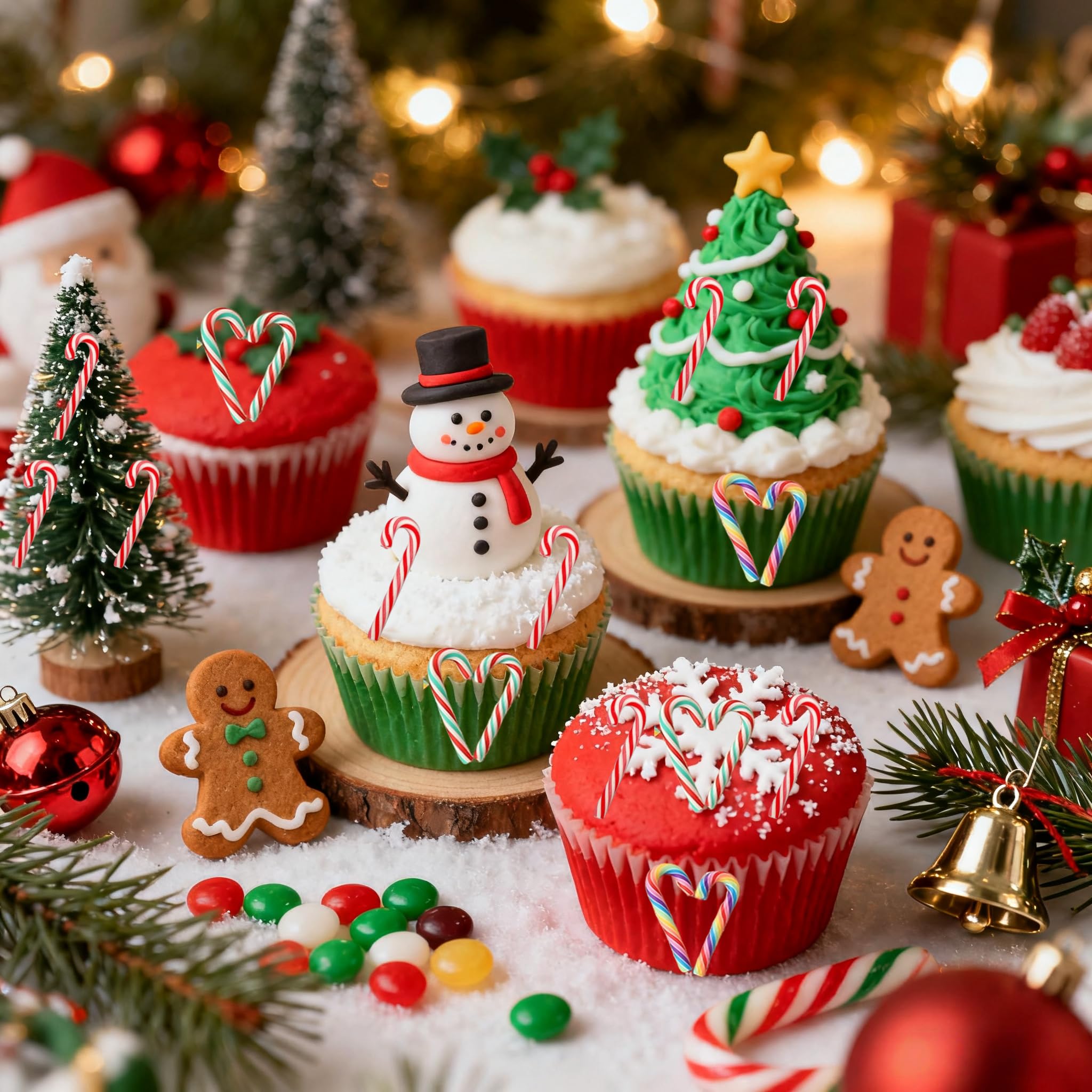 100 Mini Bastoncini Di Zucchero Decorativi 1x3 Cm – 4 Stili Per Albero Di Natale, Ghirlande E Cake Pops