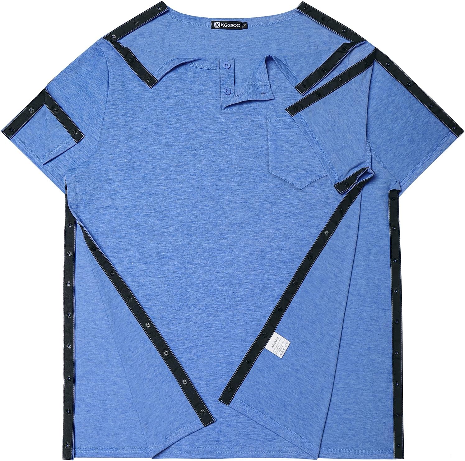 Men’s Post Shoulder Surgery Recovery Shirt Tear Away Short Sleeve Rotator Cuff Full Side Snap Adaptive Chemo Clothing - Image 5