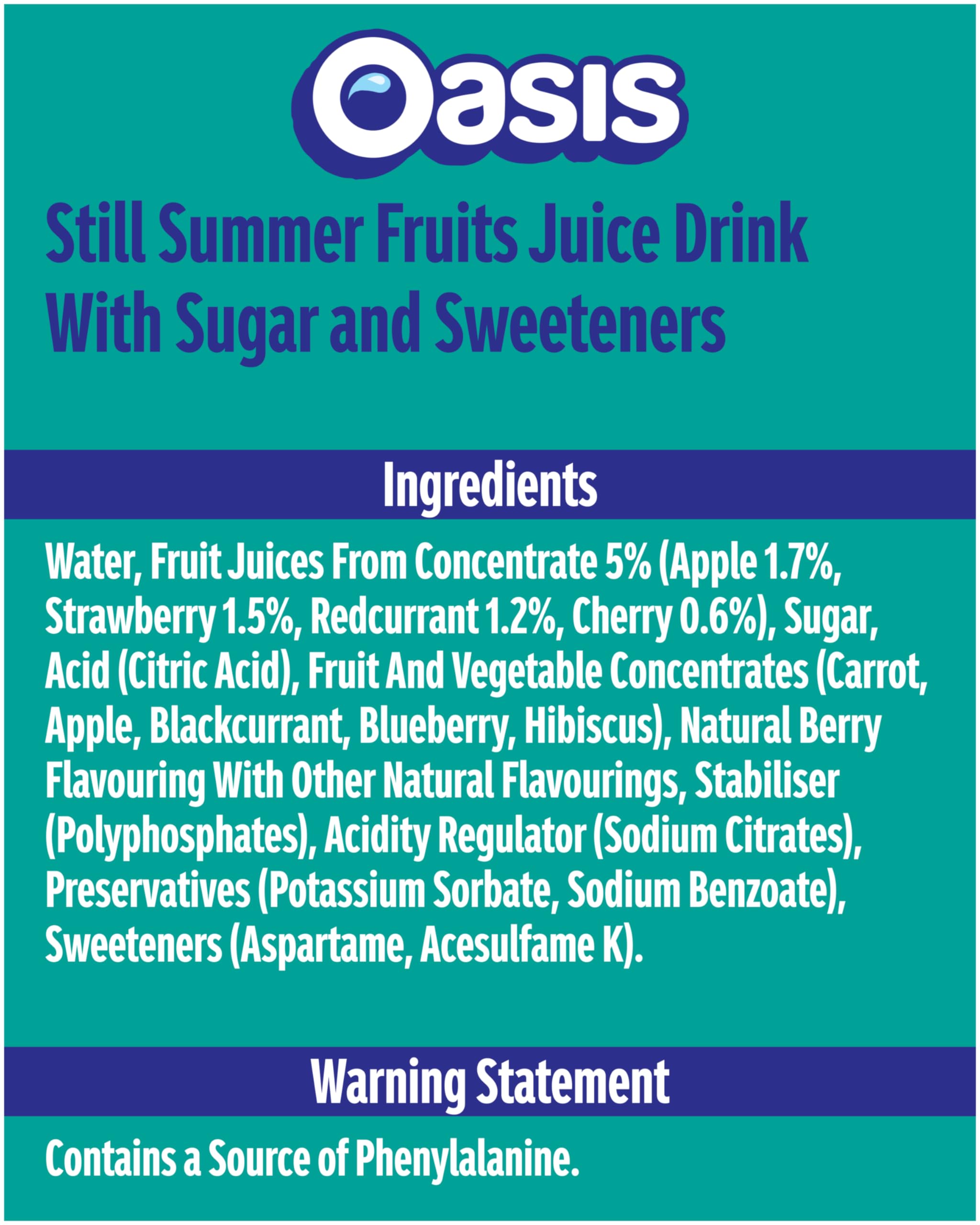 Oasis Jus de fruits d'été 500 ml (paquet de 12)
