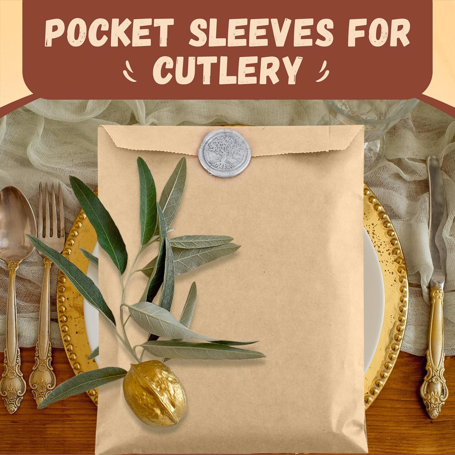 Eersida 500 Pcs Kraft Paper Treat Bags Mini Paper Small Flat Favor Silverware Party Favor Envelopes Merchandise Bags for Snack Cookie Popcorn Candy Sandwich Gift