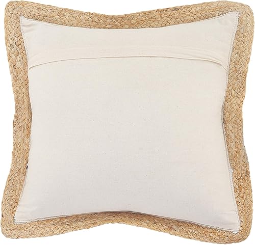 Miniatura 7 de Funda de almohada de mezcla de algodón tejida a mano con borde blanco y azul de Ox Bay