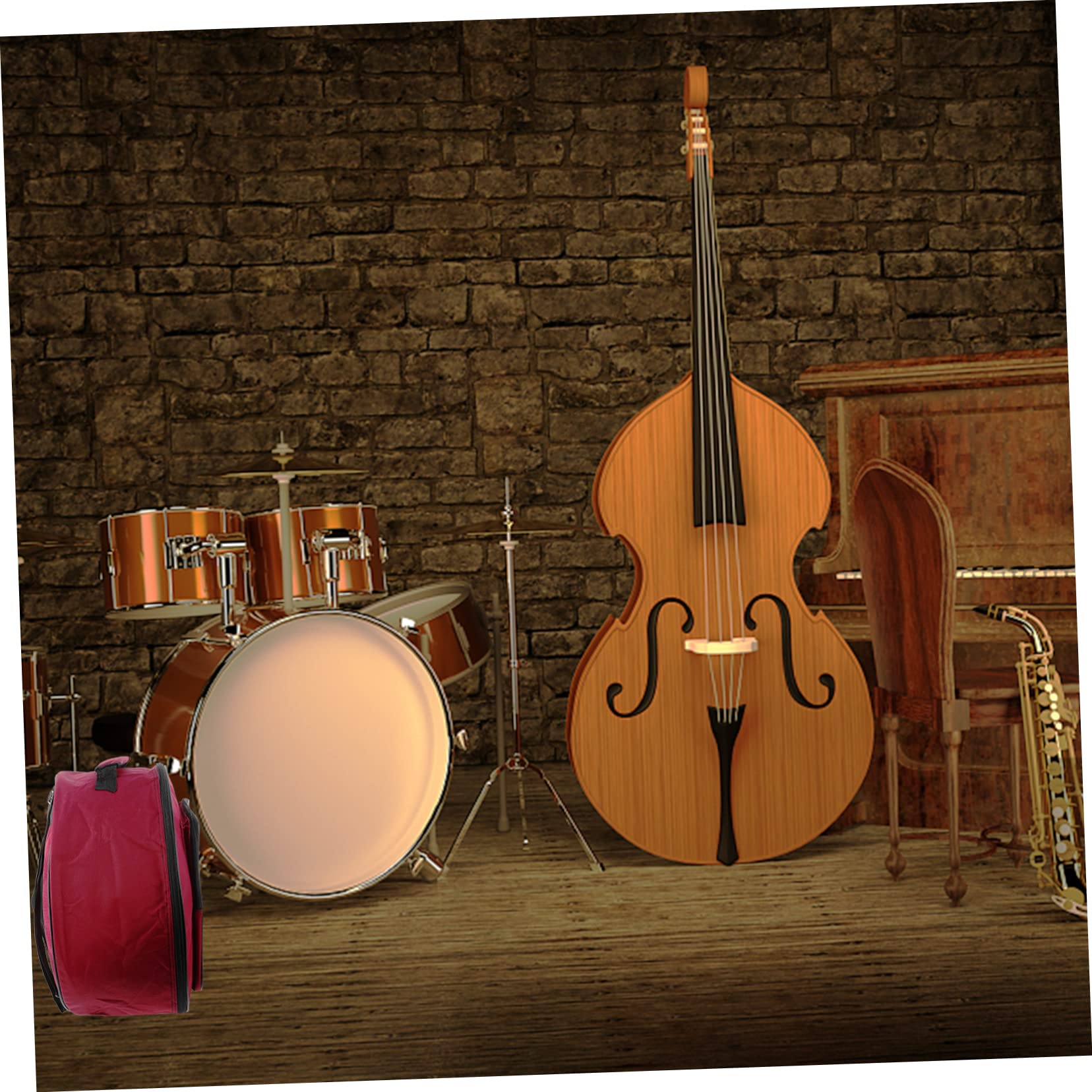 Alasum Borsa per Rullante 13-14 Pollici Imbottita Oxford Rossa Tracolla Portatile per Accessori Percussioni per Esibizioni All'aperto