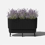 Bac Long Élevé Veradek Demi Series pour Usage Intérieur/Extérieur | Fabriqué en Plastique et Pierre avec Support en Bois | Décor Moderne de Patio pour Fleurs/Arbustes