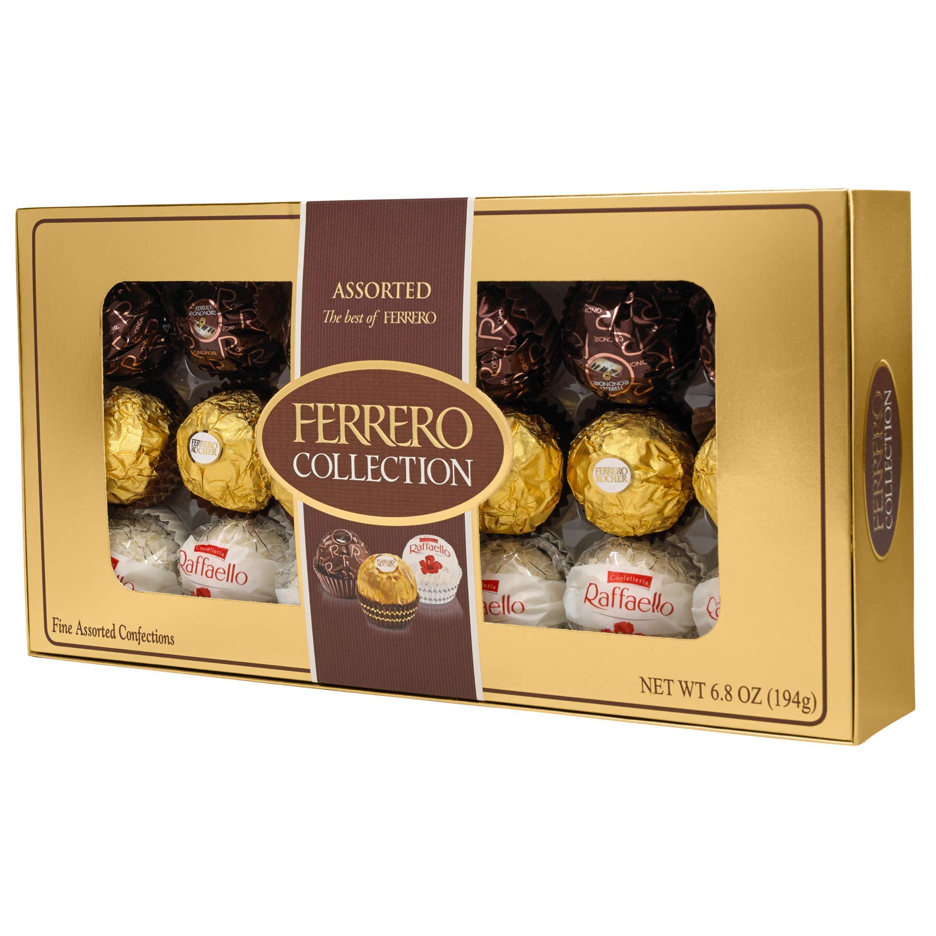 Ferrero Rocher Fine Hazelnut Milk Chocolates, 18 Count, Pack of 6