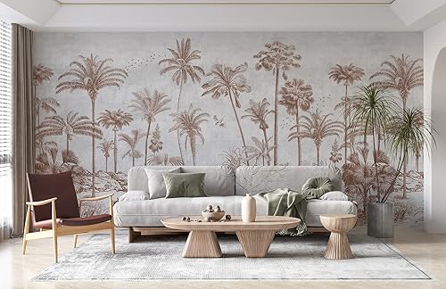 Vista 4 de Murwall Tropical Trees Wall Mural Monochrome Tree Wallpaper Palm Tree Forest Wall Mural (STYLE1)