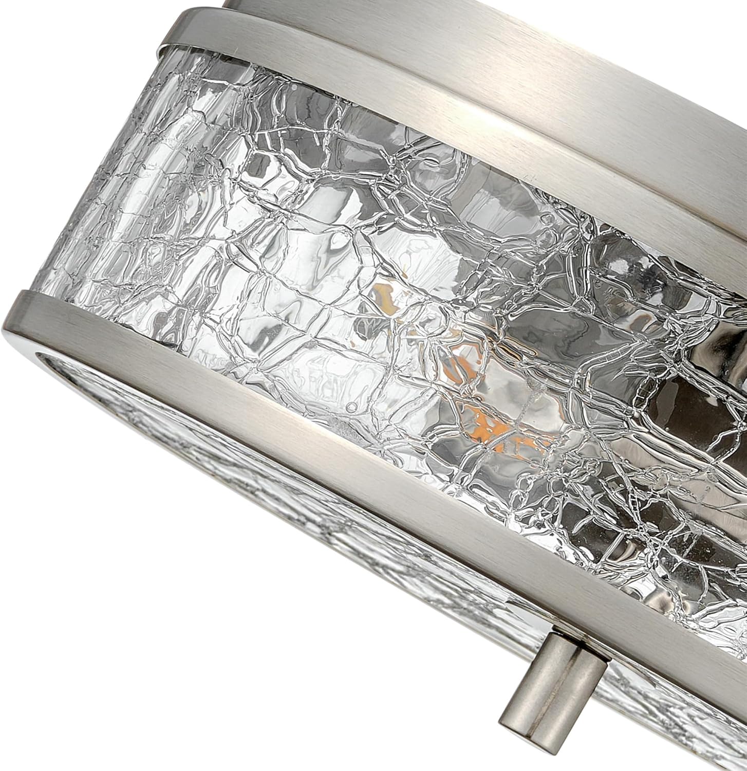 12" Brushed Nickel Flush Mount Ceiling Light, 2-Light Crackled Tempered Glass Ceiling Light Fixture, Modern Transitional Close to Ceiling Lighting for Kitchen Hallway Foyer Bedroom Bathroom