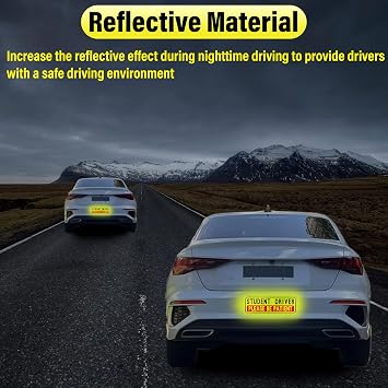 BFXM 4 PCS Student Driver Magnet for Car, New Driver Magnet for Car, Please Be Patient Funny Magnetic Student Driver,Reusable Movable Reflective Safety Warning Bumper Magnets