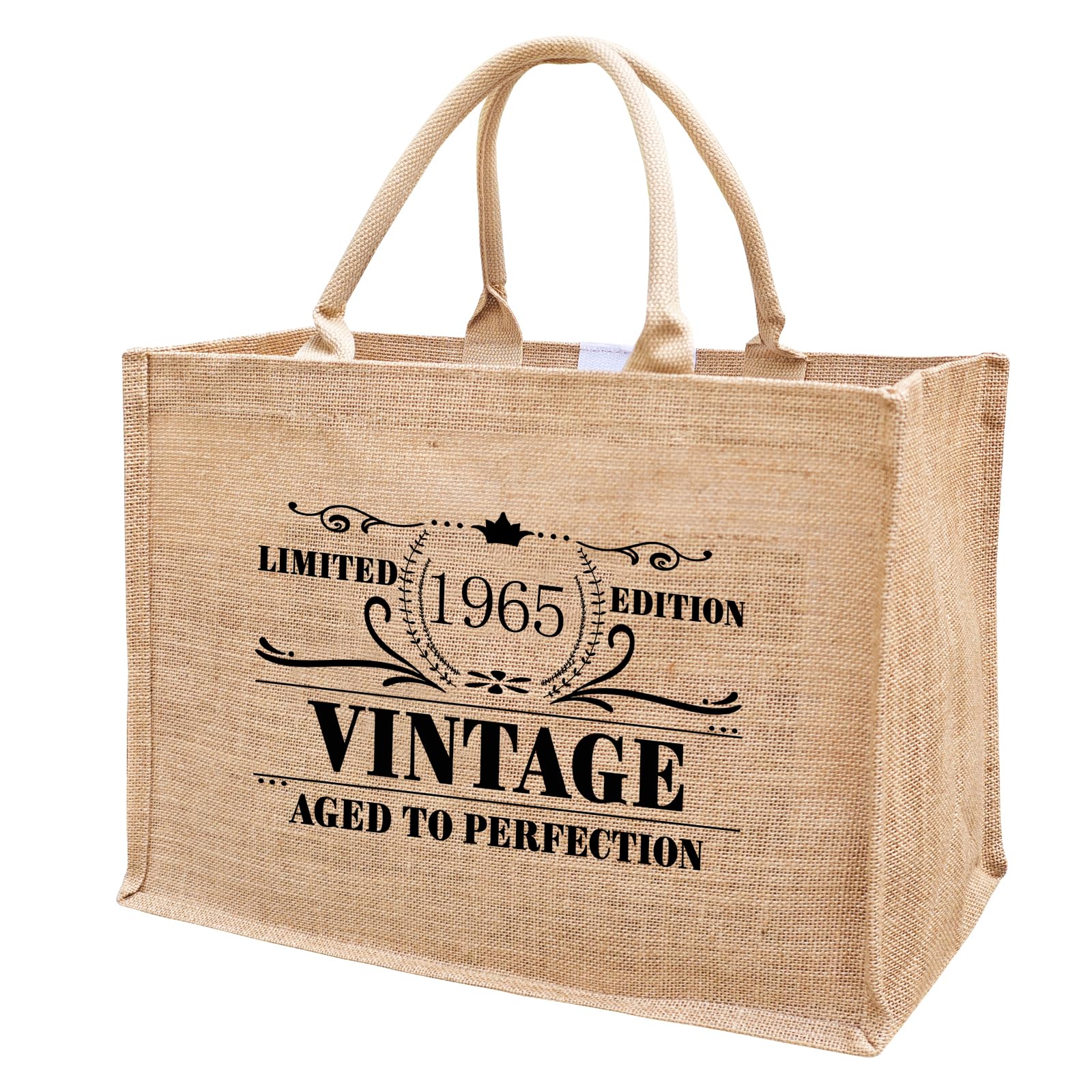 ReJiechu 1956 1957 1958 1959 1960 1961 1962 1963 1964 1965 Burlap Jute Tote Bags for Women, 17" x 6.8" x 11.8"