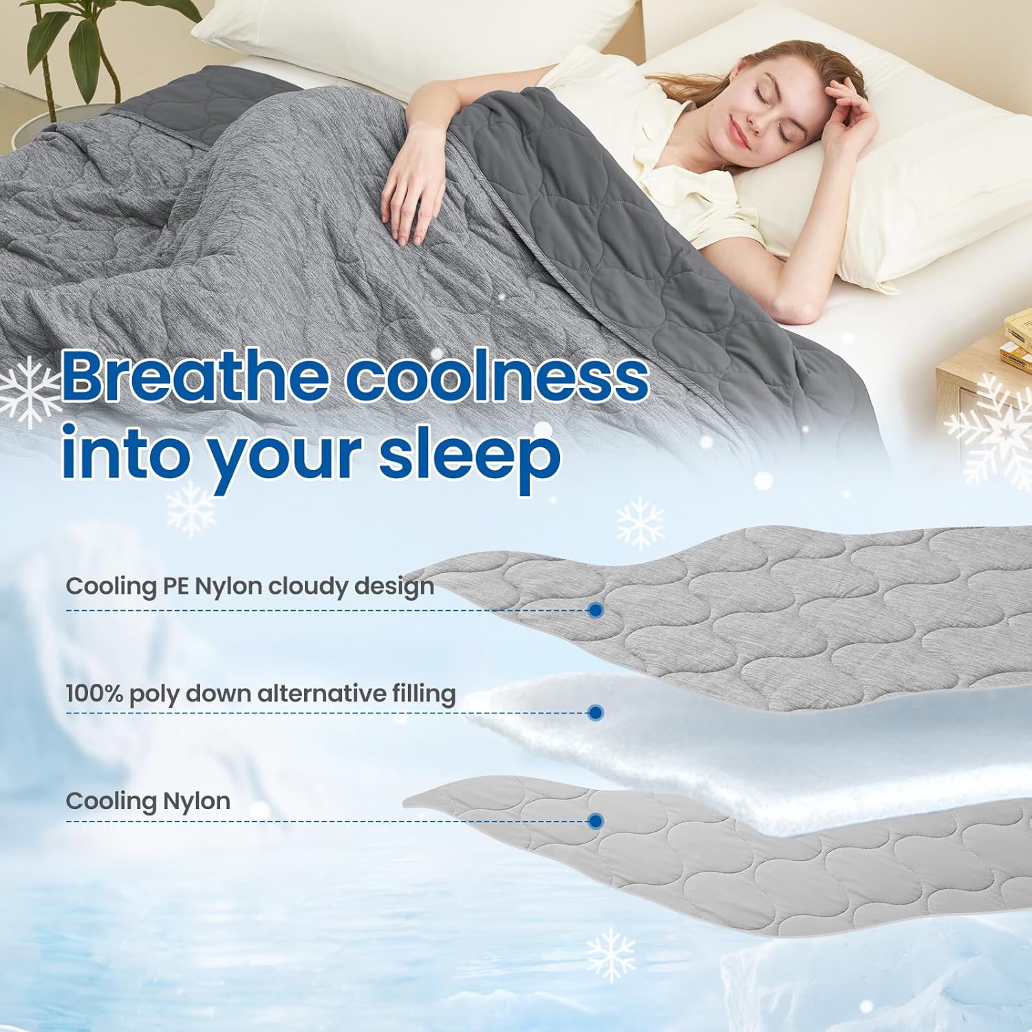 Cozy Bliss Double Side Cooling Blanket for Hot Sleepers, Q-Max>0.46 Lightweight Soft Breathable Bed Blanket, Cooling Throw for Night Sweats (Charcoal Grey, 60"x80") - Image 3