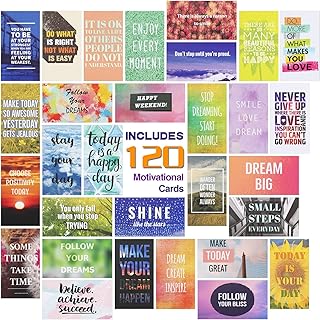 Outus 120 Pieces Motivational Cards Encouragement Inspirational Quote Cards Positive Affirmations Assorted Gratitude Cards 30 Styles Business Mini Kindness Note Cards for Student Kids Teachers