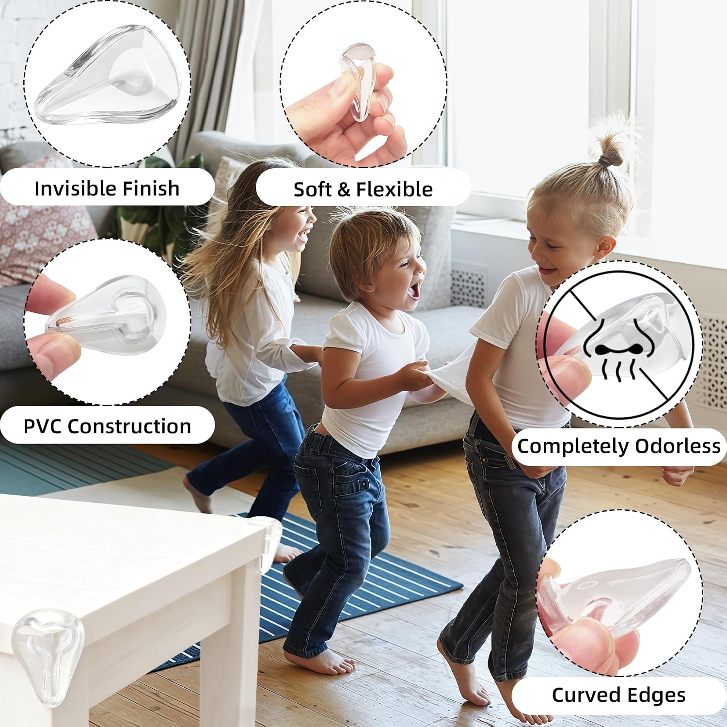 Baby Furniture Corner Protector - Clear Edge Guards Bumpers - 16 Pack Soft Silicone Safety Covers for Table Desk Cabinet, Childproofing Essentials for Toddlers Kids