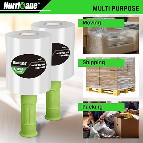 Miniatura 7 de HURRICANE Película elástica con mango de plástico, paquete de 2 mini rollos de película elástica transparente, calibre 80 de 5 pulgadas, 1000 pies,