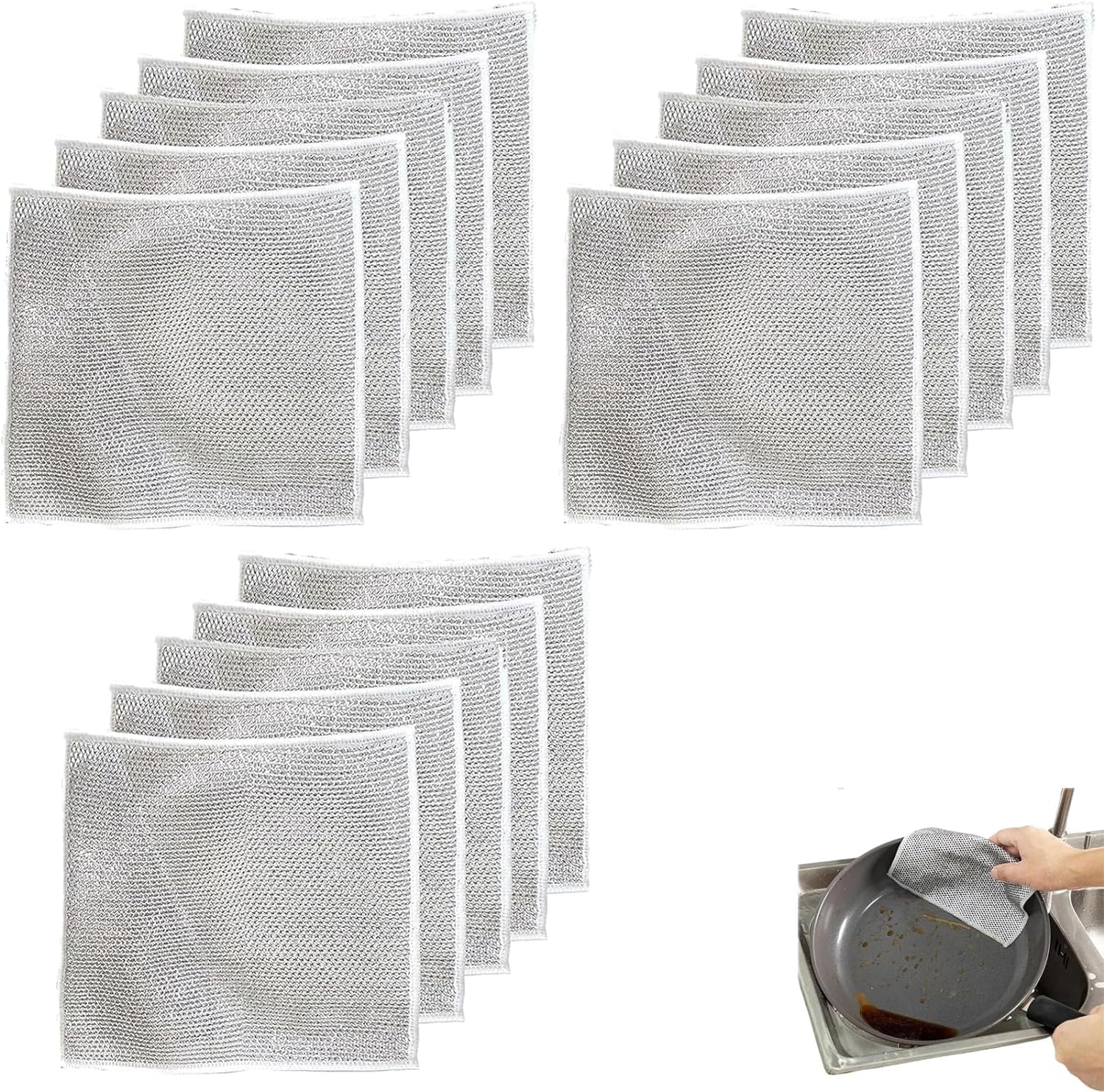 Snevad 12 PCS Wire Dishwashing Cloth Non Scratch Dish Scrubbing Reusable and Non-Scratch Cleaning Cloths for Home Kitchen Towel, Multipurpose Dishcloth Scrubs Cleans Dishes, Sinks (B0CW33LB19) Amazon Price History, Amazon Price Tracker