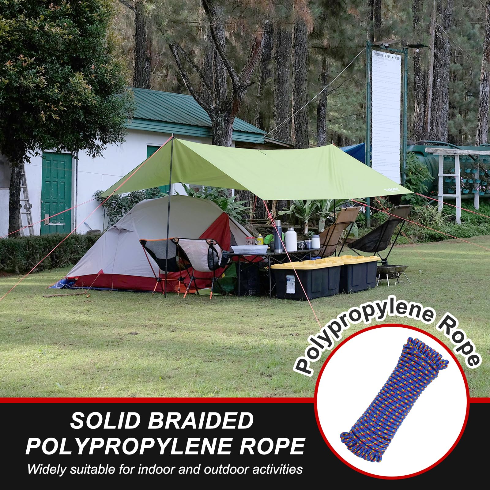 QUARKZMAN Corda In Polipropilene 10mm x 30.5m Corda Blu/Giallo/Rosso | nautico, Utilitaria Intrecciata Solida, Per Tutti Gli Usi, Per Campeggio, Asta Della Bandiera, Per Bucato