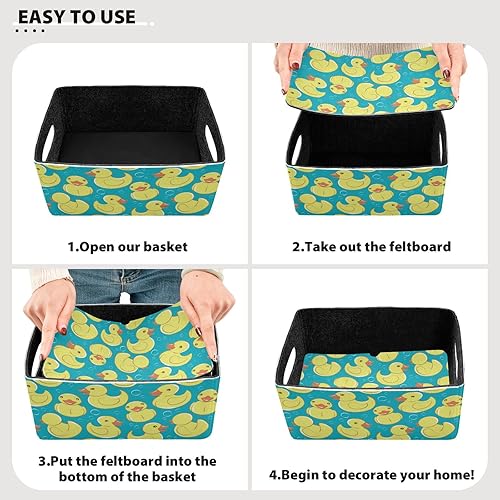 Miniatura 2 de Emelivor Juego de 2 cestas de almacenamiento de burbujas de goma amarillas (2 unidades), canastas de almacenamiento plegables de fieltro con tela