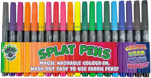 Splat Planet Paquete de parachoques Magic Fabric Pens 20 bolígrafos mágicos lavables no tóxicos - Colorea tu propia camiseta, colorea y lava la