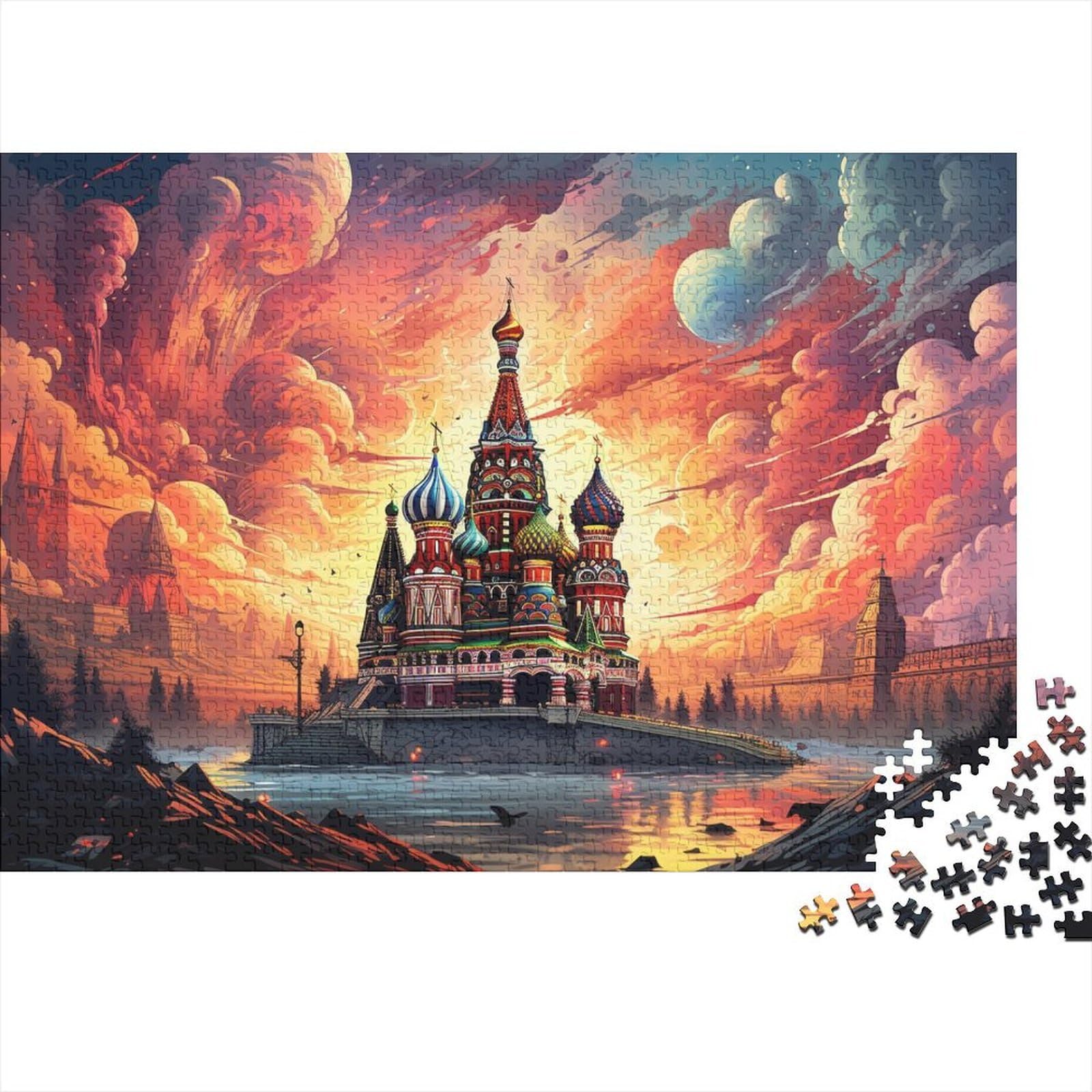 Colorful Russian Church Jigsaw Puzzle 1000 Pieces Puzzle Game for Adults Stunning Artwork 70x50cm/1000pcs