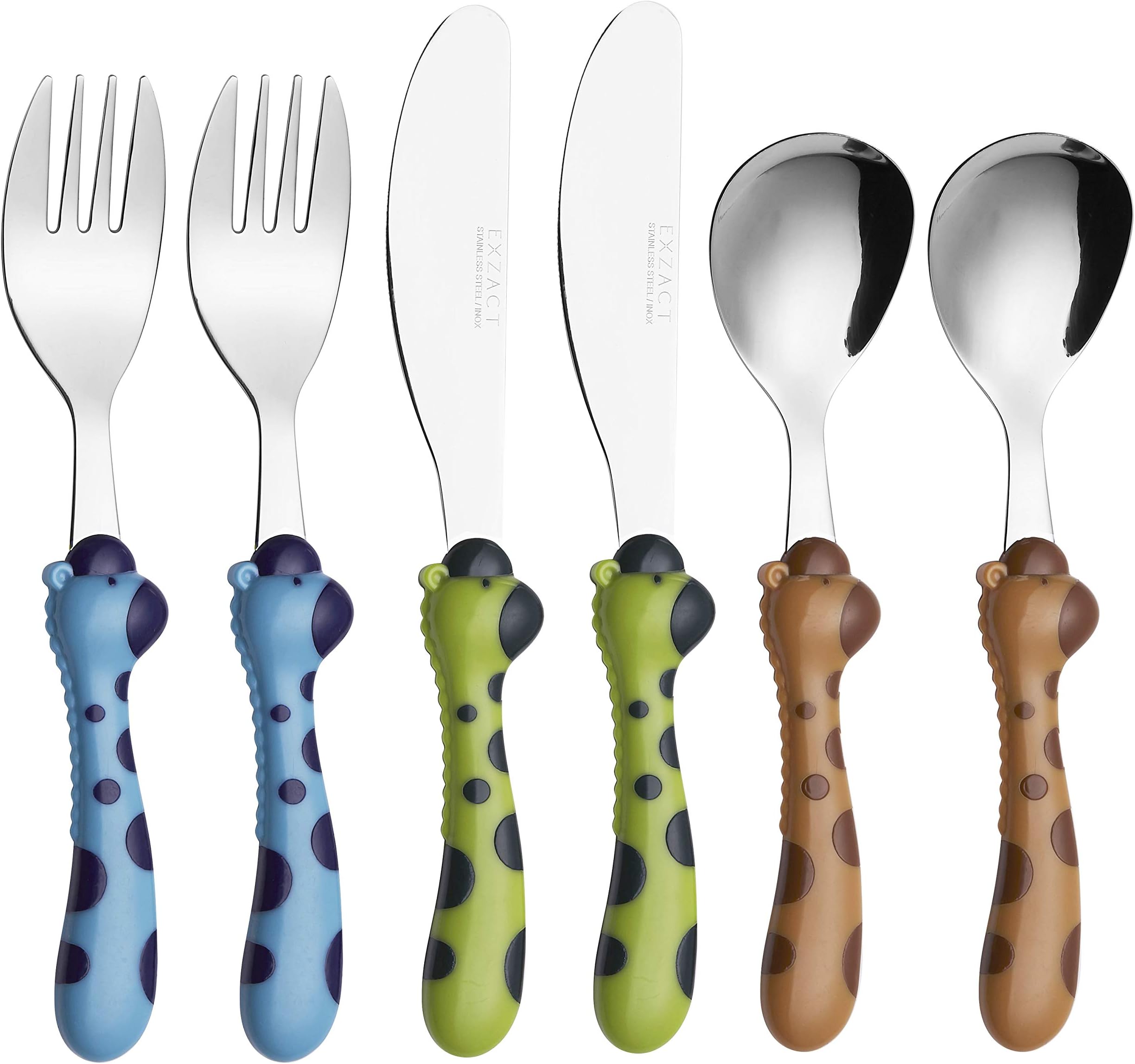 EXZACT Children Cutlery 6pcs Stainless Steel Kids Giraffe