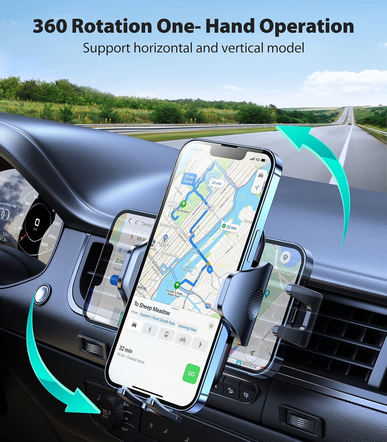 VICSEED Car Phone Holder Mount [All-Round Silicone Protection][Doesn't Slip&Drop] Air Vent Cell Phone Holder for Car Hands Free Easy Clamp Cradle in Vehicle Fit All iPhone Samsung Android Smartphone