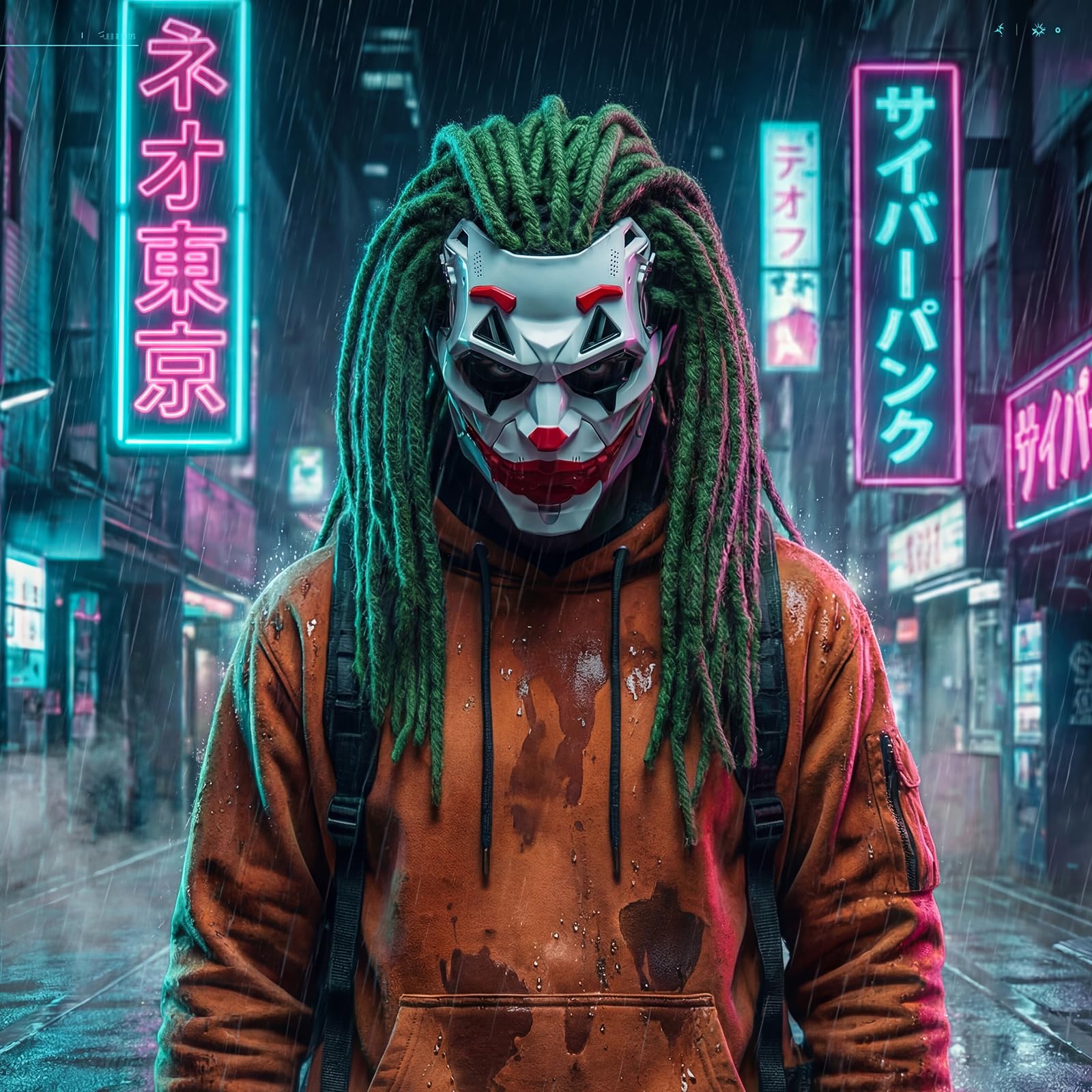 Qngcolrcy Clown Joker Halloween Mask Mech Style Dreadlocks Adult Costume Movie Killer Scary Masks for Party Cosplay