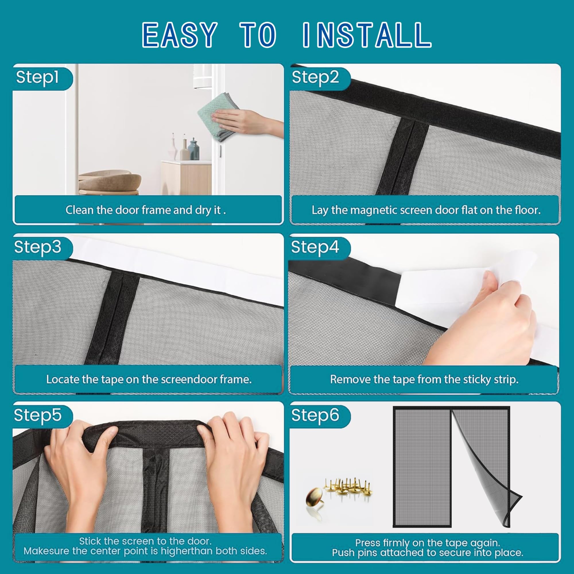 Moustiquaire Fenêtre Magnétique 185x95 Cm Auto AdhéSif Rideau En MailleAnti Insectes Aimantée Filet Protecteur Fenêtre, Pour Plupart Les Types FenêTres Fenêtre Gris Z