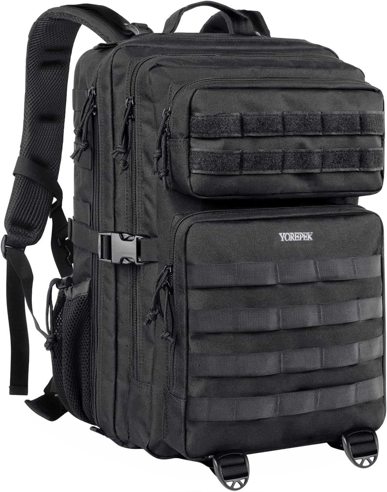 YOREPEK Tactical Backpack, 45L Large Military Backpacks, Water Resistant Molle Bag Army Rucksack Gifts for Veteran, Black
