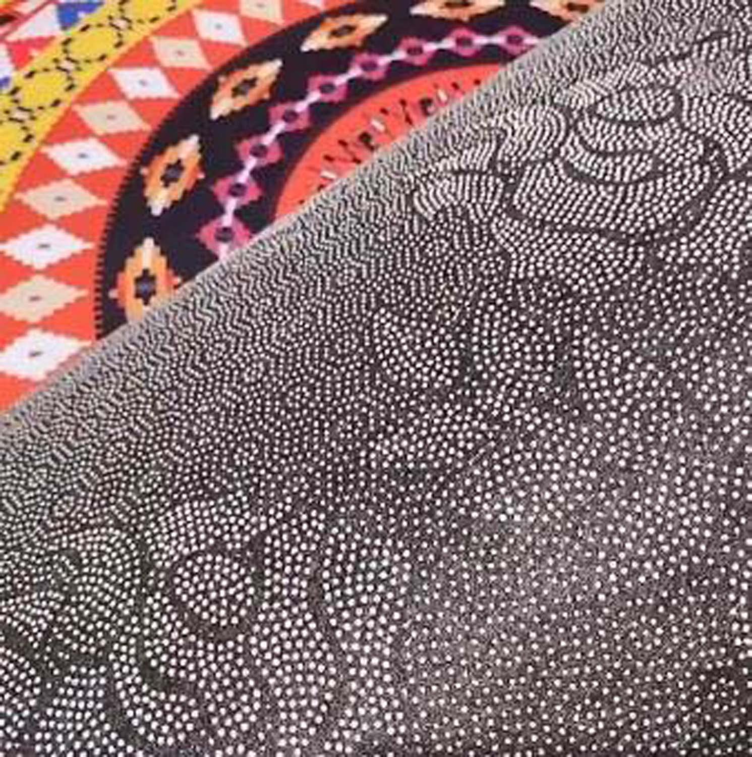 Dhao Tapis Rond Mandala Motif Bohême Moderne pour Salon Chambre à Coucher Cuisine Lavable Grands Antidérapant Tapis Diamètre: 160 cm
