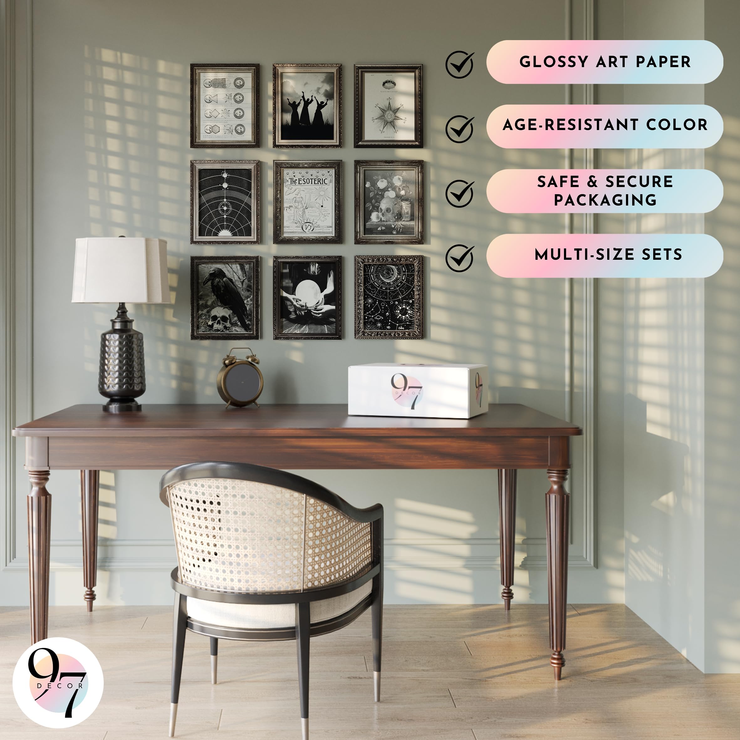 97 Decor Dark Academia Decor For Bedroom - Gothic Home Decor Aesthetic, Moody Dark Academia Wall Art, Vintage Halloween Posters For Room Aesthetic, Spooky Gothic Pictures Goth Decorations (UNFRAMED): Dark Witchy UNFRAMED