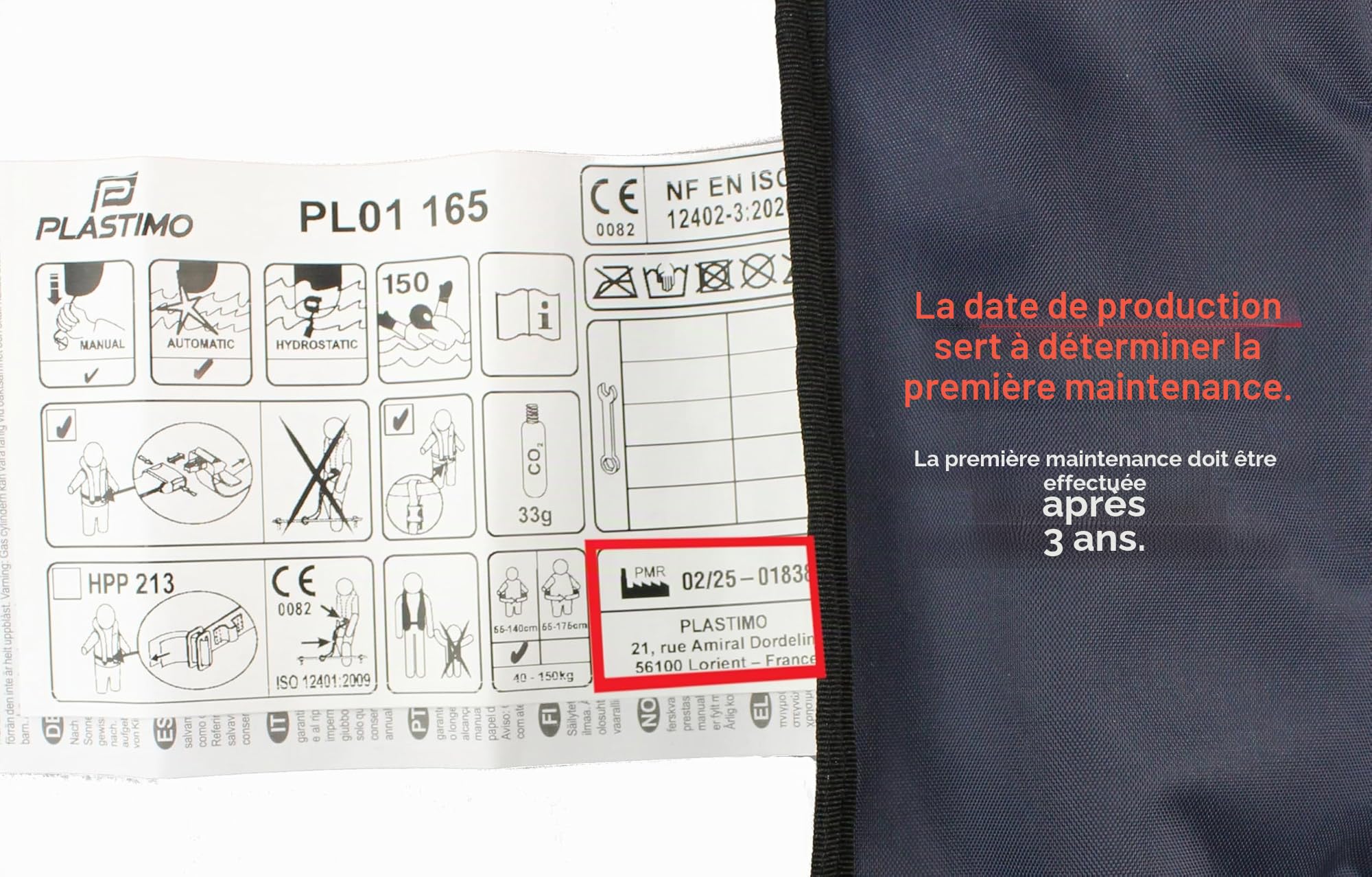Lot de 4: Gilet de Sauvetage Automatique 165N ISO Waistbelt, Rouge