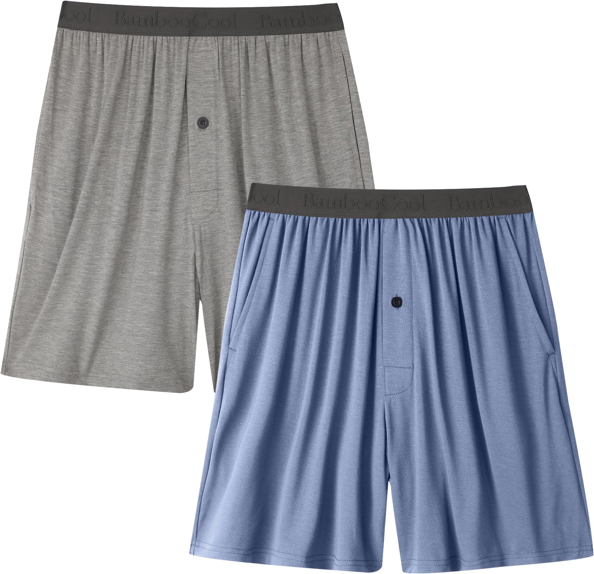 BAMBOO COOL Men's Pajama bottoms Lounge Sleep Shorts Soft Comfortable Breathable Pajamas Shorts with Pockets 2 Pack