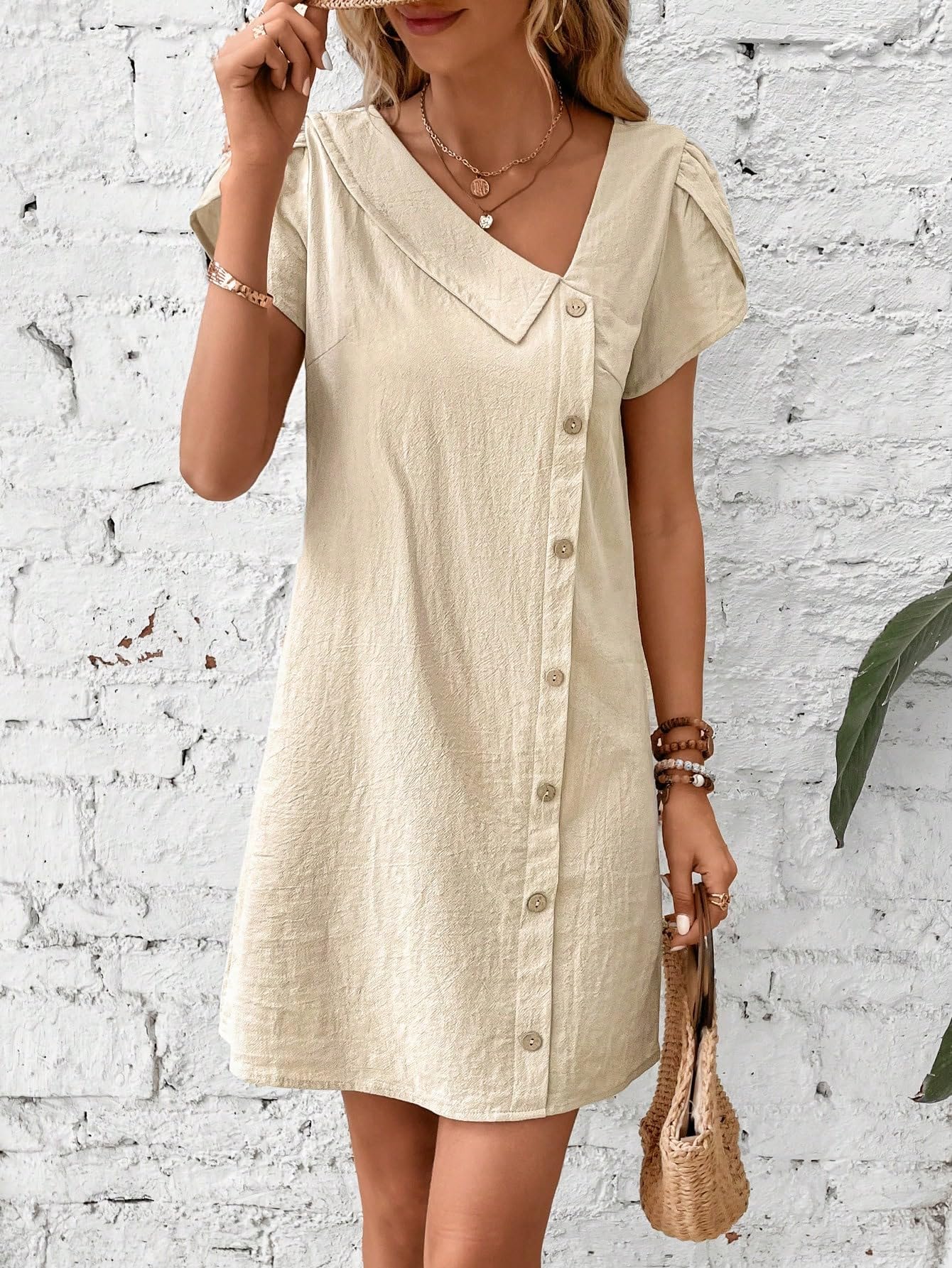 asymmetrical button front dress Asymmetrical Button-Down Wrapped Midi Dress