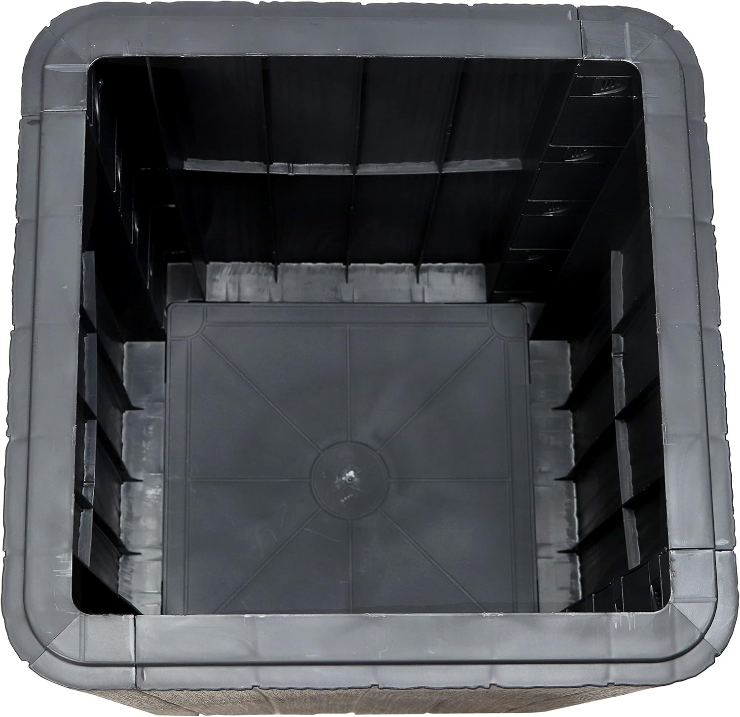 Sunnydaze 11.5-Gallon Outdoor Deck Box - Weather-Resistant Side Table with Storage for Cushions, Garden Tools, Pool Supplies - Phantom Gray - Faux Plank