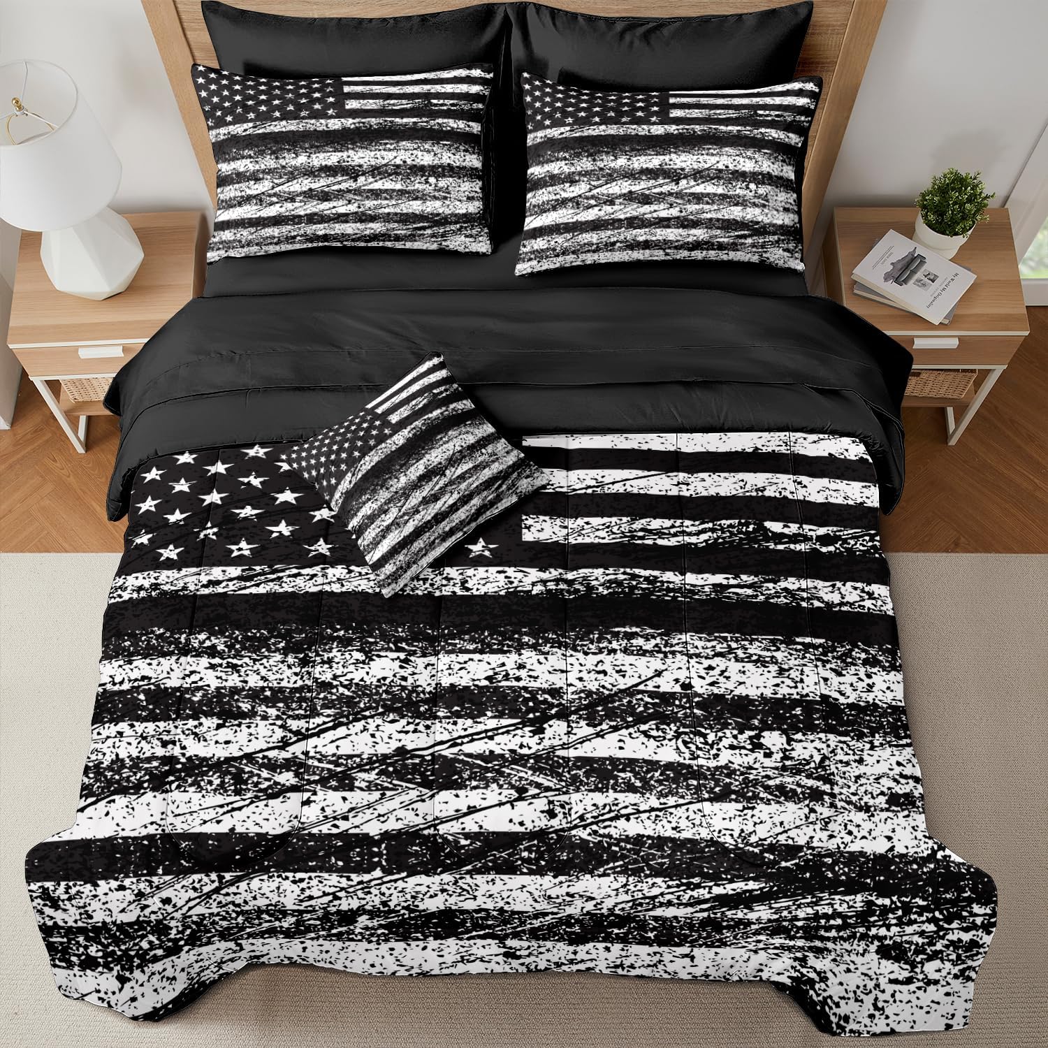 MUGINYU Brown Cowhide Comforter Set King, 8 Pieces Bed in a Bag Black White Cow Skin Print Western Farmhouse Animal Fur Bedding Set