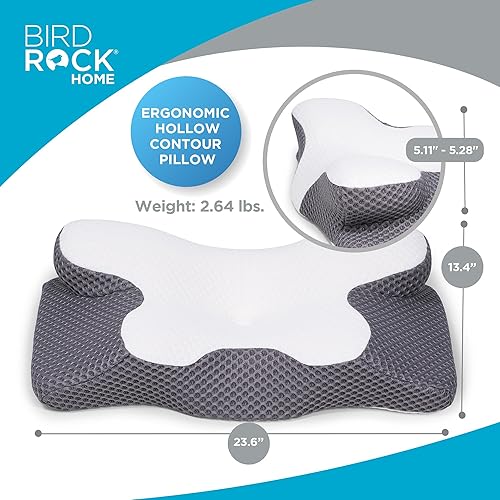 Miniatura 3 de BIRDROCK HOME Almohada cervical para aliviar el dolor de cuello y hombros  Soporte ergonómico de espuma viscoelástica de contorno para columna