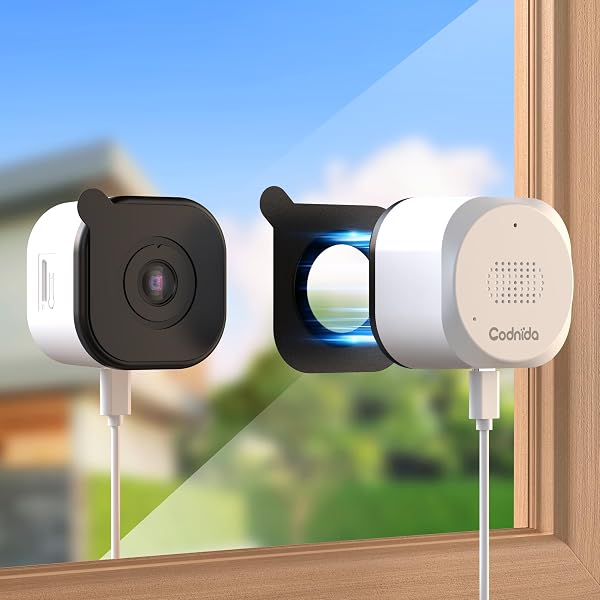 Camera Magnétique pour Fenêtre 2K Sans Perçage, Caméra de Surveillance Wi-Fi 2,4 et 5 GHz pour l'intérieur avec Vision Nocturne Couleur Starlight, Détection des Personnes et Enregistrement 24h/24 et 7 - 2