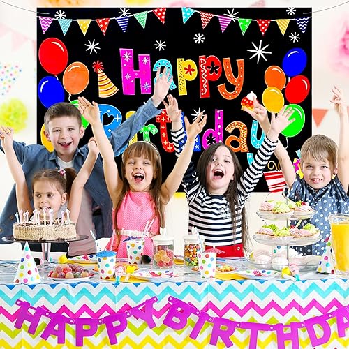 Miniatura 2 de Ouligay Cartel de cumpleaños de 59 x 39 pulgadas, telón de fondo de feliz cumpleaños, pancartas de cumpleaños para hombres, mujeres, niñas, niños,