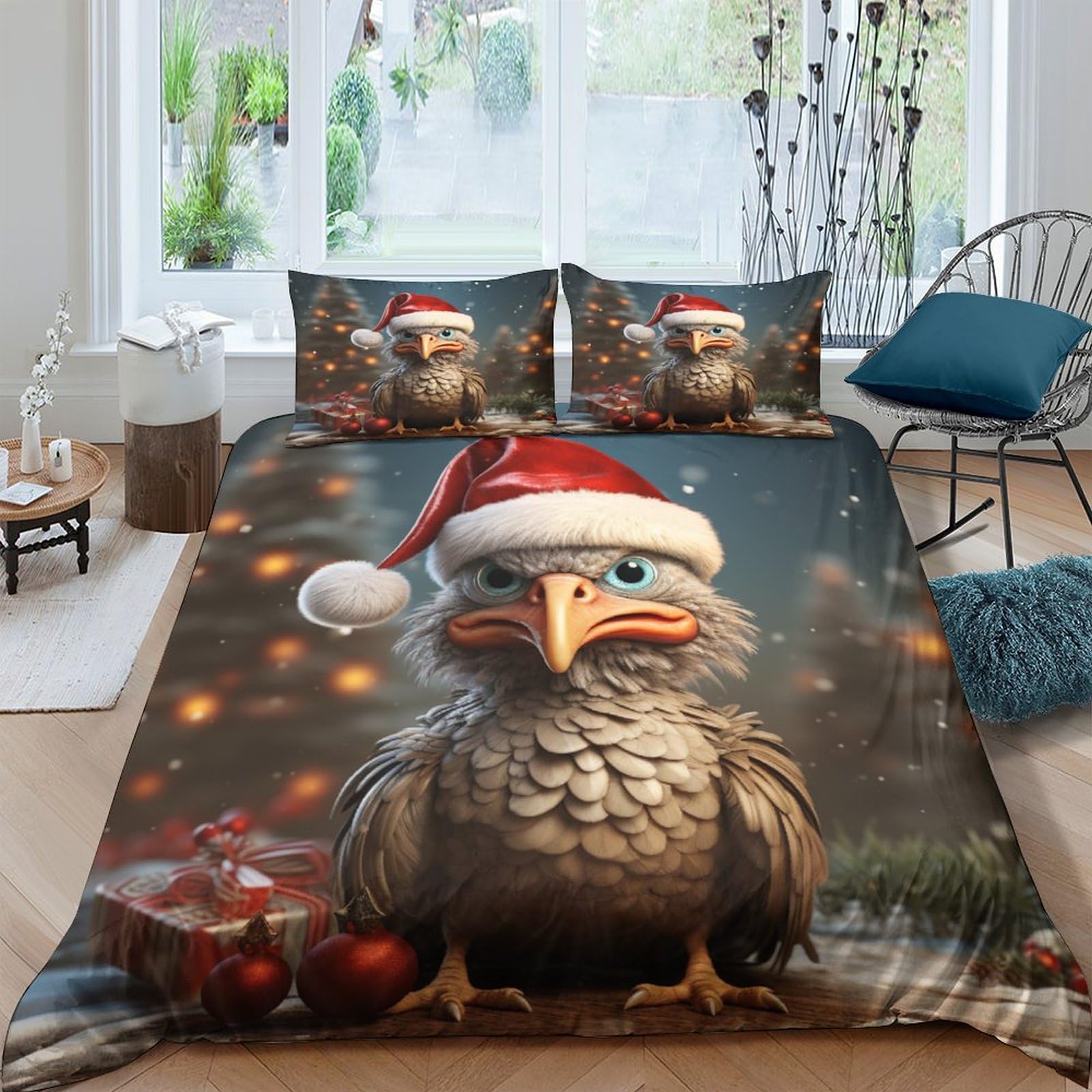 Housse de couette Dinde 3D anti-glisse 220x240cm pour stopper les couettes qui bougent la nuit