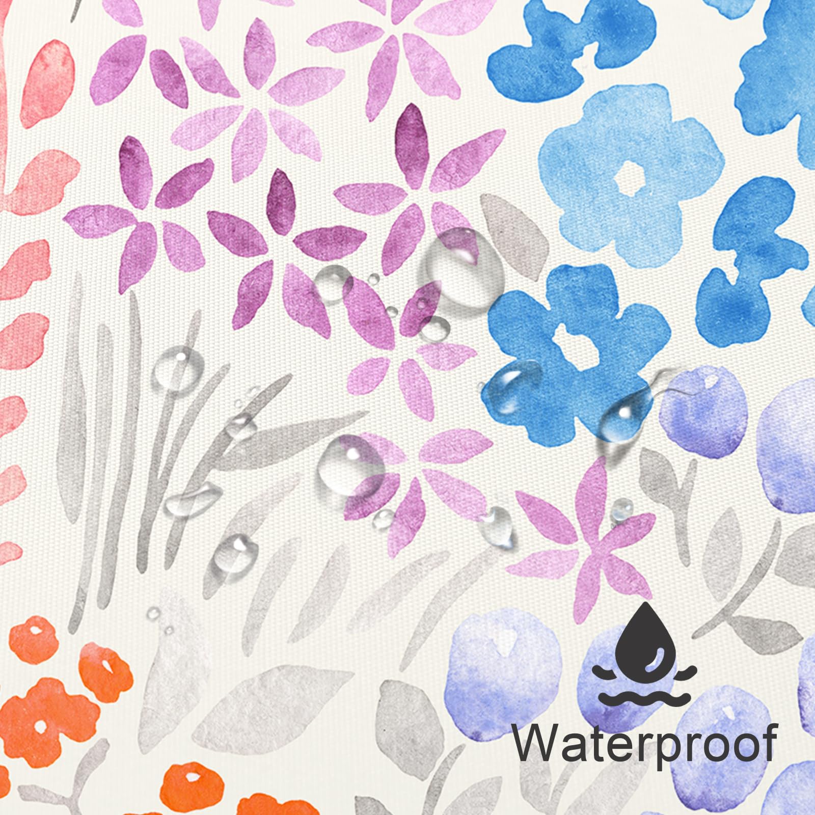 Litabel Duschvorhang Blaue Gänseblümchen - Boho Design Wasserdicht 183x183 Cm