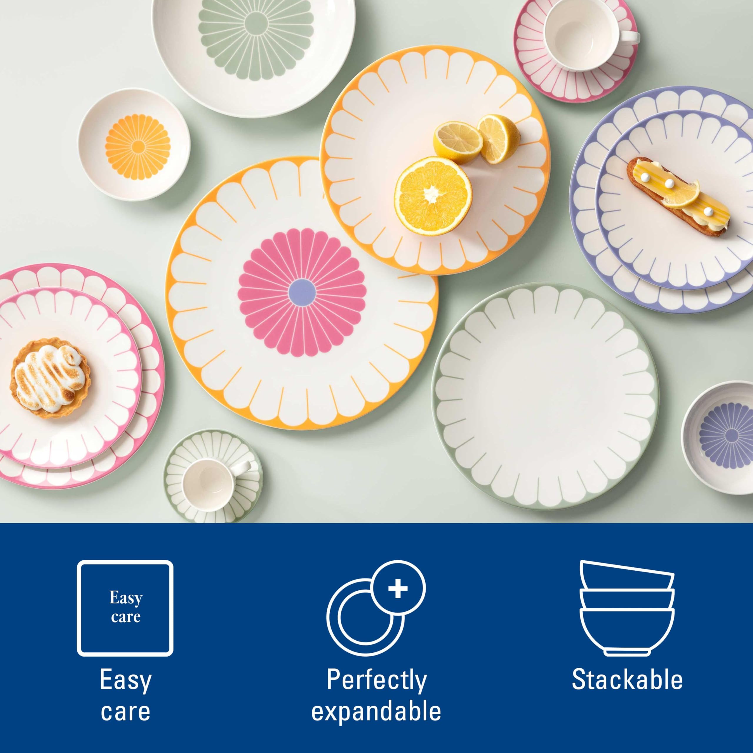 Villeroy & Boch - Fleur vert talerz płaski zielony, nadaje się do zmywarki i mikrofalówki, talerz do dań głównych, duży talerz, naczynie ceramiczne do sztaplowania, porcelana Premium