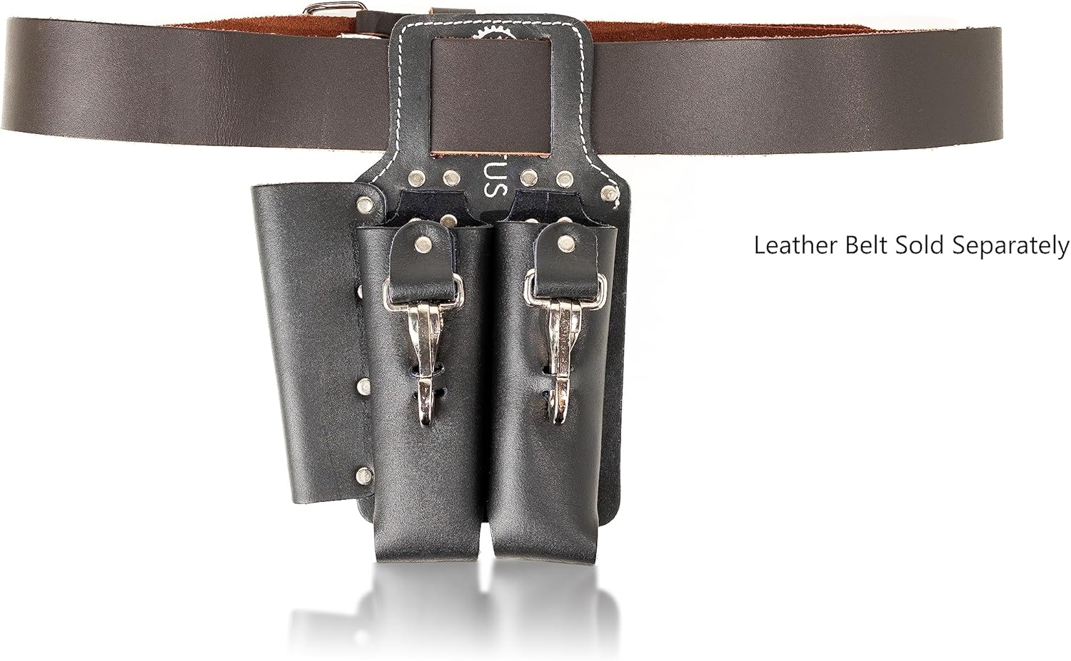 LAUTUS Leather Tool Holder with 3 Pockets for Pliers, Folding Rule, Screwdriver and Knife Snap, Fits Belts up to 2-Inch Wide