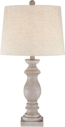 Miniatura 8 de Regency Hill Patsy Country Cottage - Juego de 2 lámparas de mesa tradicionales de 26.5 pulgadas de alto, tela lavada beige, pantalla cónica,