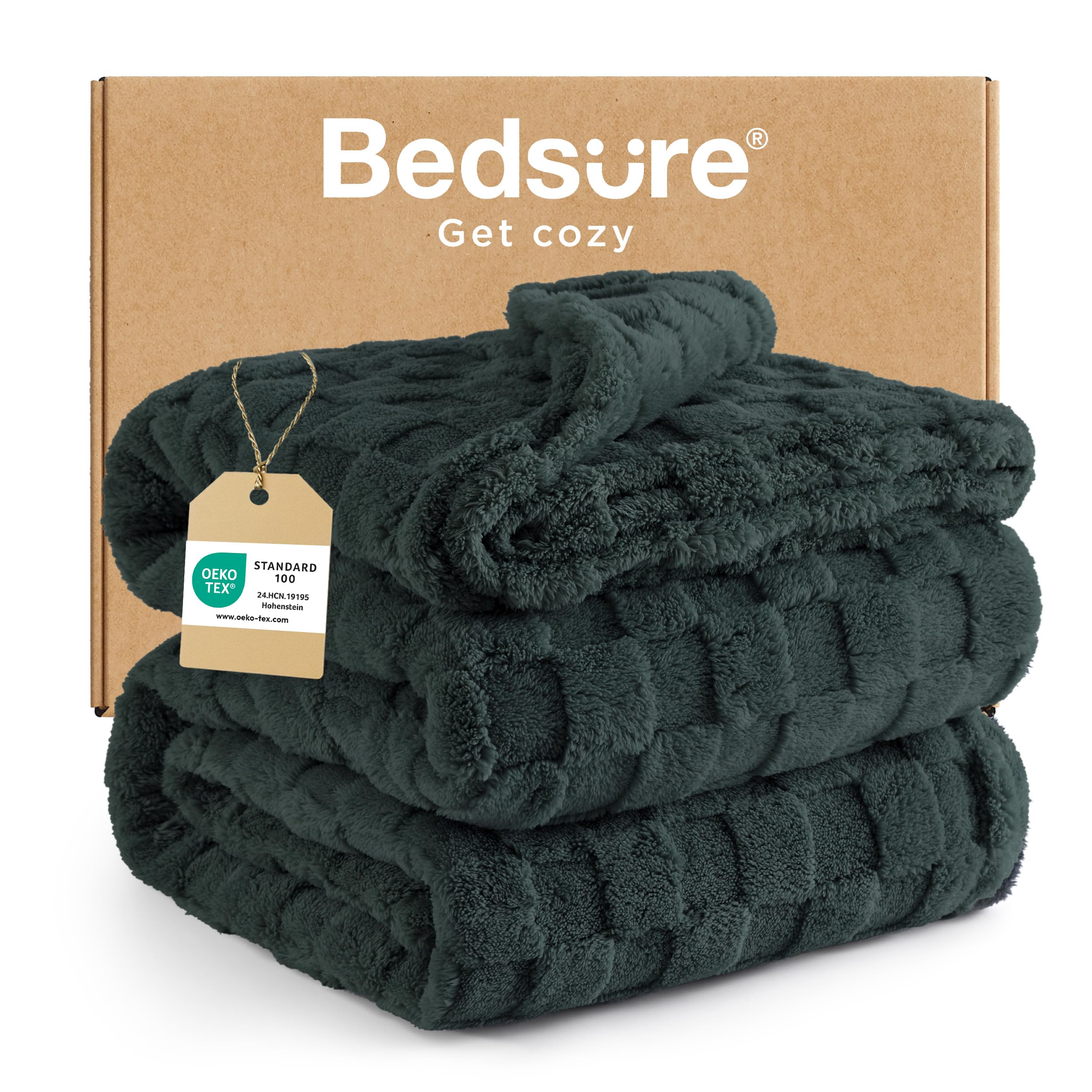 Bedsure Bed Blankets King Size - Fleece Blanket Fluffy Cosy Warm Blankets, Soft Cute Double Size Throw Gifts for Women and Girls, Dark Grey, 230x270 cm — view 54