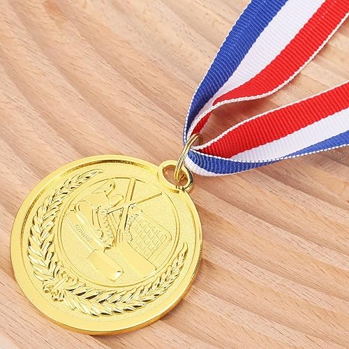 Miniatura 5 de Abaokai 12 medallas de oro con cinta, medallas de hockey estilo olímpico para niños, regalos de hockey sobre hielo